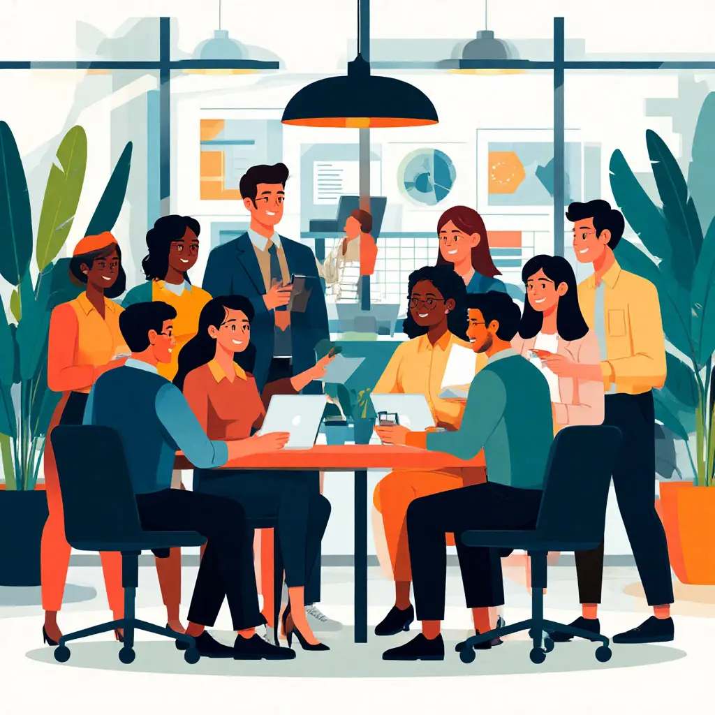 Illustration of diverse professionals collaborating